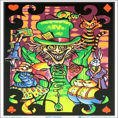 UltraViolet Distributing 1 X Alice in Wonderland Mad Hatter Collage Flocked Blacklight Poster Art Print