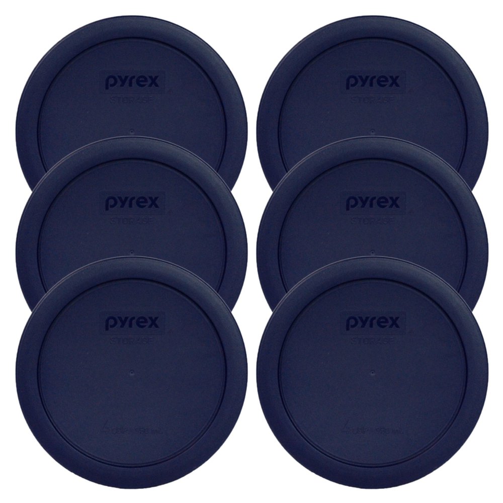 Pyrex 7201-PC 4 Cup Blue Food Storage Replacement Lid (6-Pack) - Made in USA