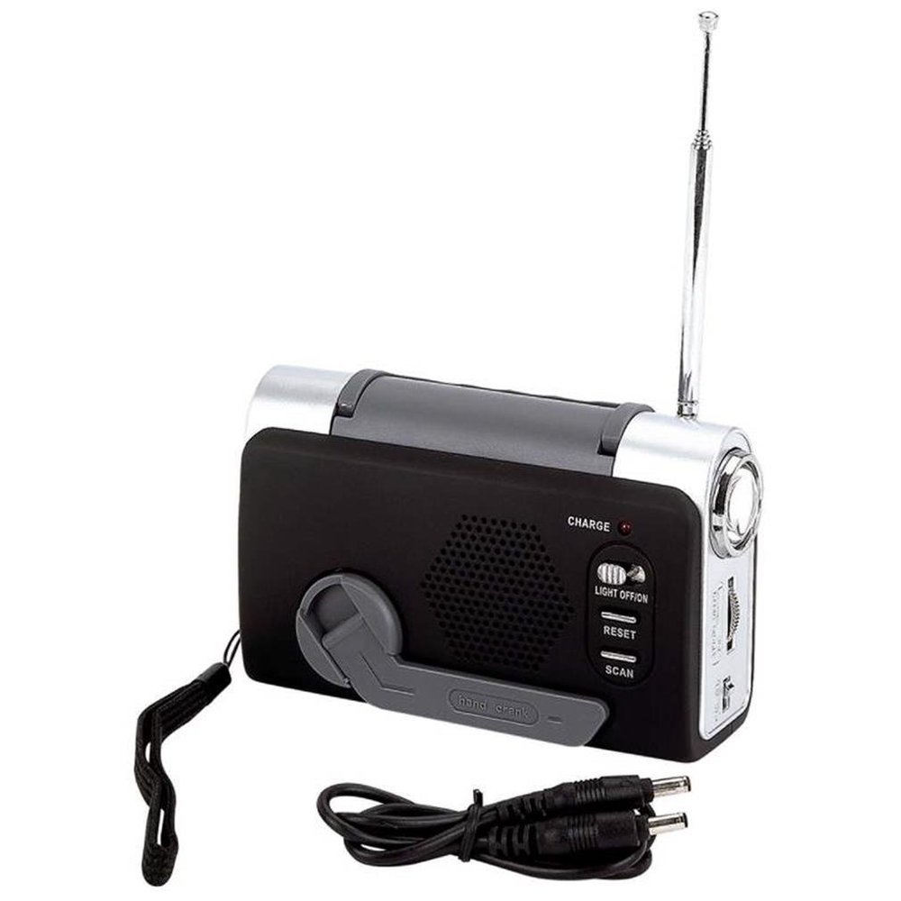BF Systems ELCRANK3 Mitaki-Japan Wind-Up FM/Weather Radio/LED Flashlight [Misc], Black/Silver