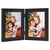 Frametory, 5x7 Double Picture Frame - Real Glass Hinged 2 Photos Collage, Desktop Picture Frame Standing Vertical (Black, 1 Pack) view 1