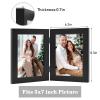 Frametory, 5x7 Double Picture Frame - Real Glass Hinged 2 Photos Collage, Desktop Picture Frame Standing Vertical (Black, 1 Pack) view 2