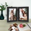 Frametory, 5x7 Double Picture Frame - Real Glass Hinged 2 Photos Collage, Desktop Picture Frame Standing Vertical (Black, 1 Pack) view 3