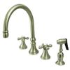 Kingston Brass KS2798AXBS Governor Deck Mount Kitchen Faucet with Brass Sprayer, 8-1/4-Inch, Brushed Nickel view 1