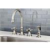 Kingston Brass KS2798AXBS Governor Deck Mount Kitchen Faucet with Brass Sprayer, 8-1/4-Inch, Brushed Nickel view 2