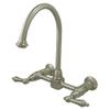 Kingston Brass KS1298AL Wall Mount Goose Neck Kitchen Faucet, 8-1/2", Brushed Nickel view 1
