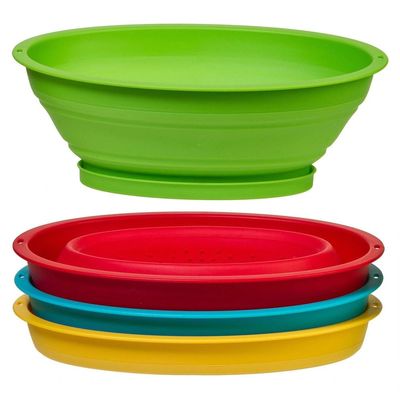 Progressive International Collapsible Mini Small Compact Multi Colored Fruit Vegetable Colander Strainer Water Drainer Set