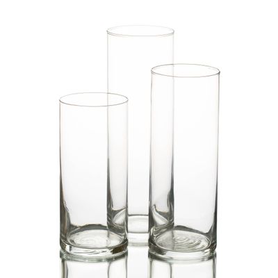 Eastland Glass Cylinder Vases 36 Pack. 7.5" | 9" | 10.5" Heights. Perfect Wedding Event Restaurant Church Decor