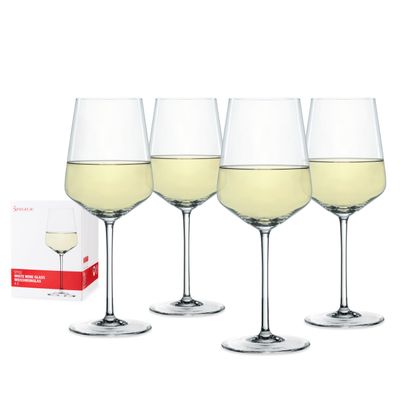 Spiegelau Style Crystal White Wine Glasses Gift Set, Elegant Stemmed Wine Glasses, Stylish Glassware for Dinner Party, Home Bar, Wedding Gifts, Birthday Gifts, Hosting Essentials, 15.5 oz, Set of 4