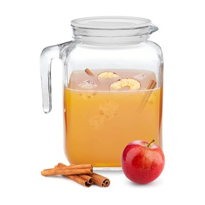 Bormioli Rocco Hermetic Seal Pitcher With Lid and Spout [68 Ounce] for Homemade Juice & Iced Tea or for Glass Milk Bottles, Clear