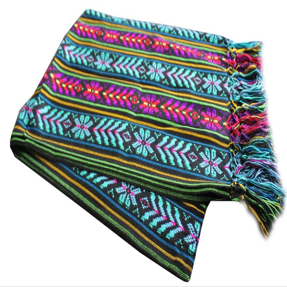 Del Mex Mexican Rebozo Blanket, Shawl, and Doula (X-large (9 ft x 5 ft), Black)