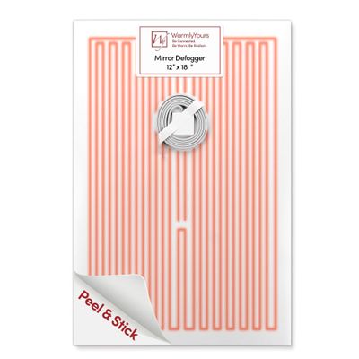 WarmlyYours Heated Mirror Defogger Rectangular 12x18 in. Self-Adhesive Anti Fog and Steam Electric Pad for Existing Bathroom Wall Mirrors