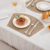 SHACOS Wedge Shape Placemats Set of 4 Woven Vinyl Round Table Placemat Curved Place Mats Wipe Clean Dining Table Mats Home Table Decor (4, Tan) view 3