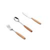 Mengbaobao 12 Pieces Wood Stainless Steel Cutlery Set Wooden Handle Flatware Set Knife Fork Spoon Service for 4 view 2