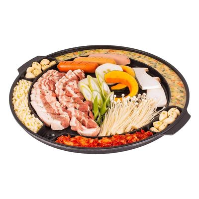 COOKKING - Master Grill Pan, Korean Traditional BBQ Grill Pan - Stovetop Nonstick Indoor/Outdoor Smokeless BBQ Cast Aluminum Grill Pan, Made in Korea