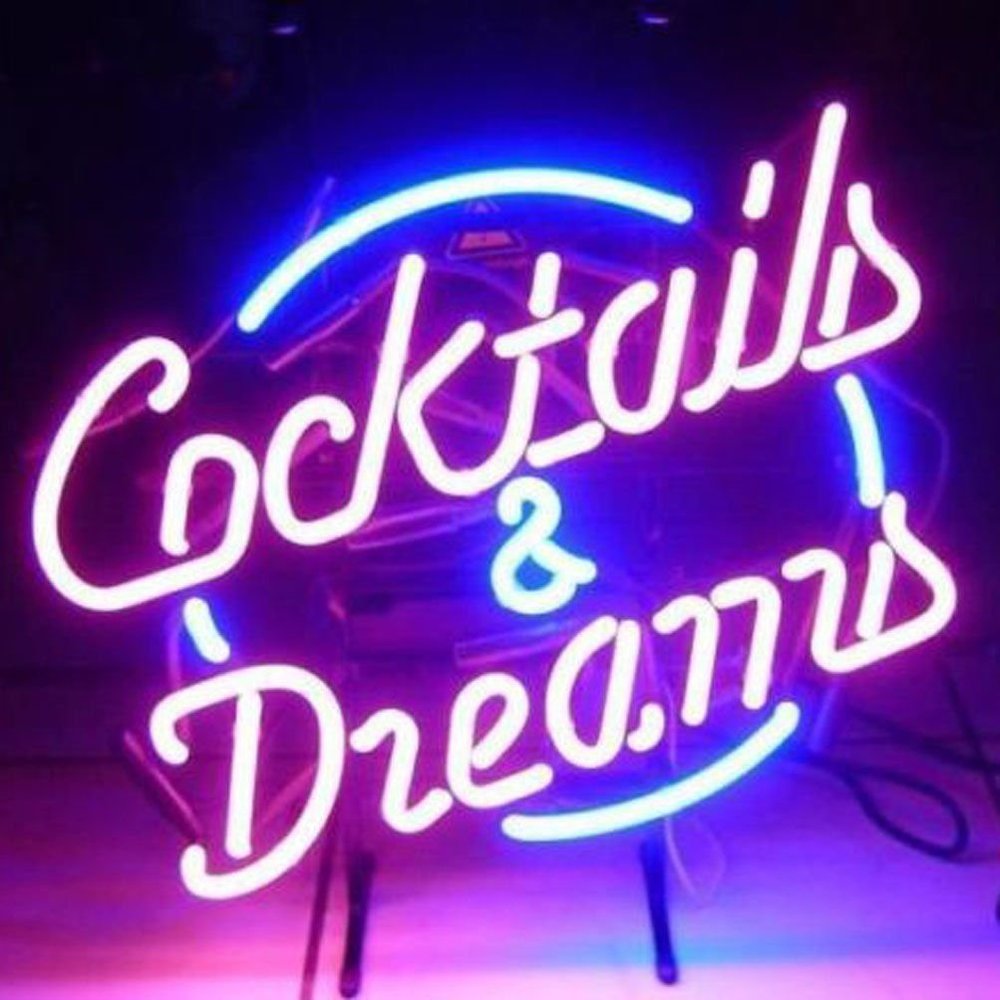 QUEEN SENSE Cocktail and Dreams real neon glass tube Neon Light Sign 24''x20''Q54