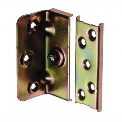 Bed Connecting/Connector Corner Fixing Brackets Steel Plate System Manufactured from Steel Yellow Galvanised- 90mm Height