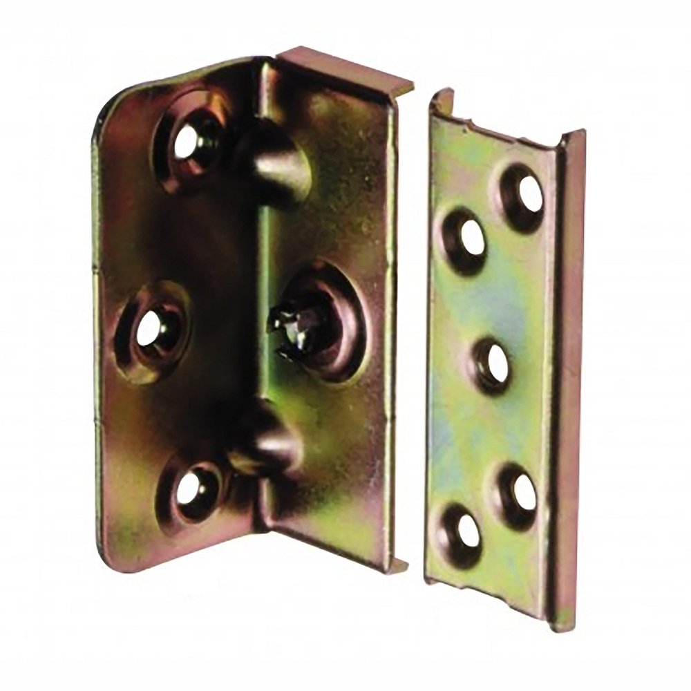 Bed Connecting/Connector Corner Fixing Brackets Steel Plate System Manufactured from Steel Yellow Galvanised- 90mm Height