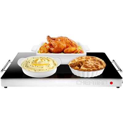 Chefman Electric Warming Tray with Adjustable Temperature Control, Perfect For Buffets, Restaurants, Parties, Events, and Home Dinners, Glass Top Extra Large 21 x 16 Surface Keeps Food Hot Black