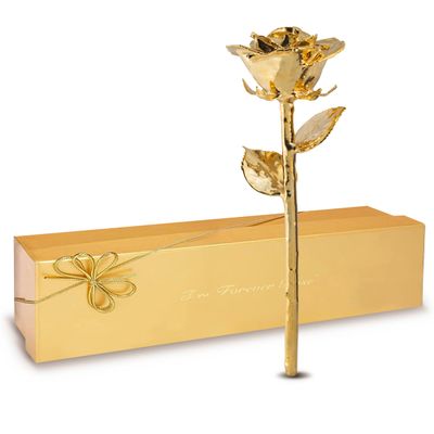Forever Rose 24K Gold Dipped Real Rose  Handmade, Long-Lasting Preserved Flower in Gold Gift Box  Romantic Gift for Anniversary, Valentine's Day, Mother's Day, Birthday, Wedding, Wife, Girlfriend