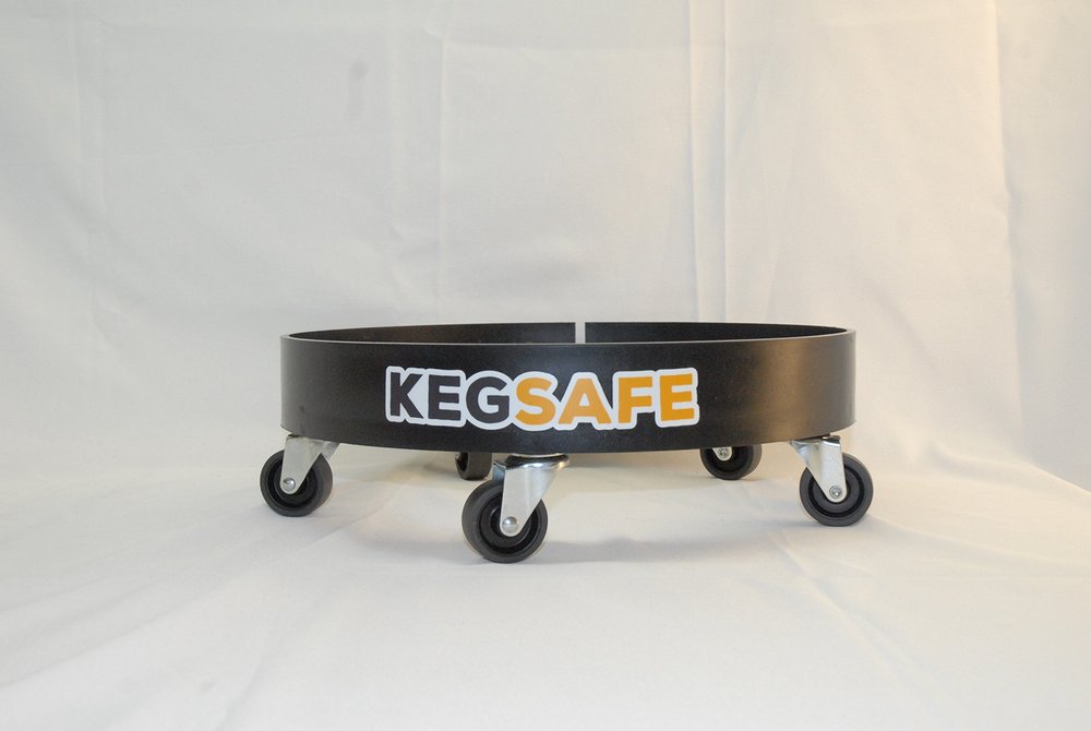 Beer Keg Dolly - Full Size Keg with Stay in Place Wheels - Extra Strong with high Side Rail for Added Safety!