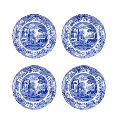 Spode Blue Italian Salad Plate | Set of 4 | Salad, Pasta, and Appetizer Plate | 7.25 Inch | Fine Earthenware | Microwave and Dishwasher Safe | Made in England