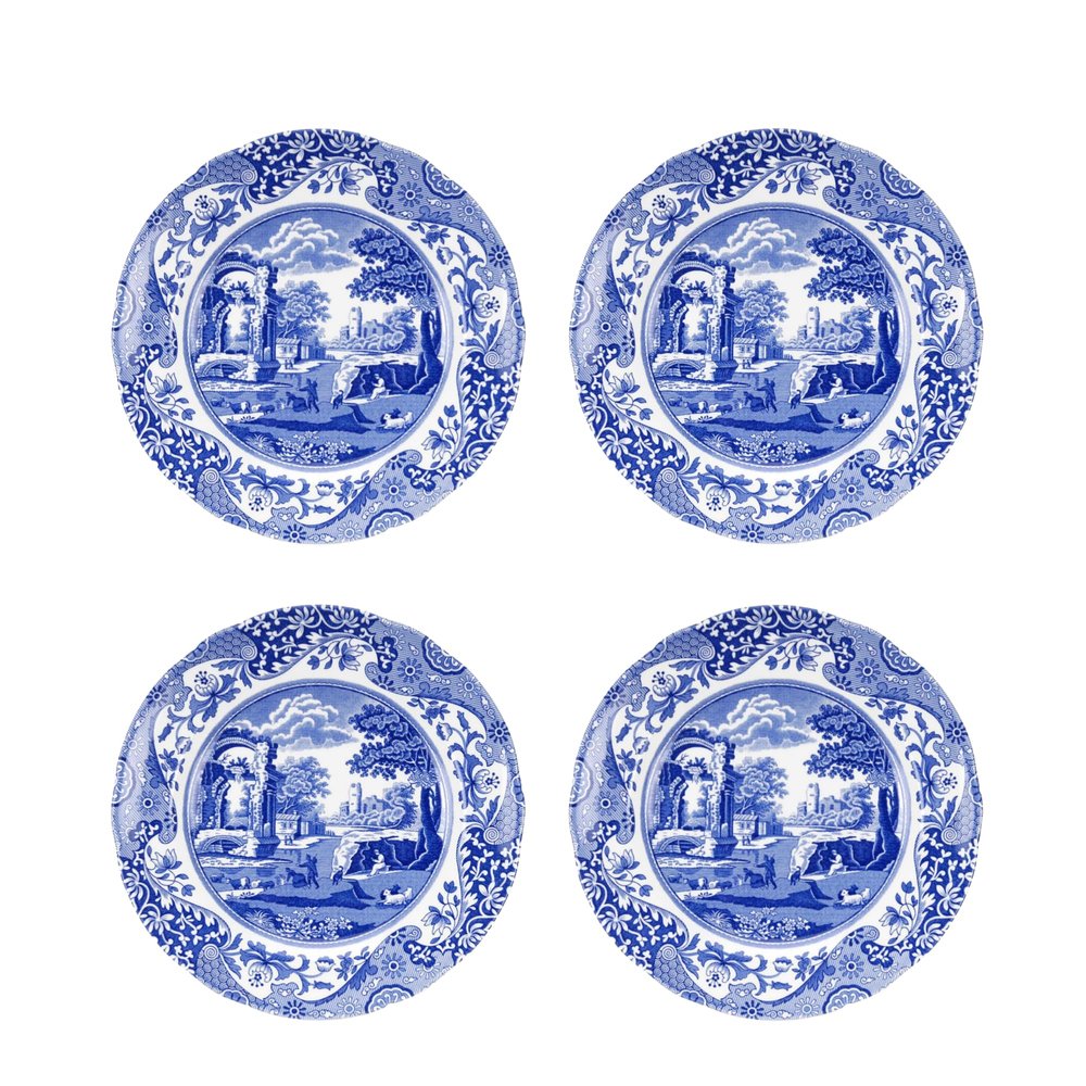 Spode Blue Italian Salad Plate | Set of 4 | Salad, Pasta, and Appetizer Plate | 7.25 Inch | Fine Earthenware | Microwave and Dishwasher Safe | Made in England
