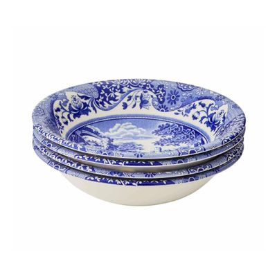 Spode Blue Italian Cereal Bowl | Set of 4 | Oatmeal, Cereal, and Rice Bowl | Made of Earthenware | 6.5-Inches | Dishwasher and Microwave Safe | Made in England