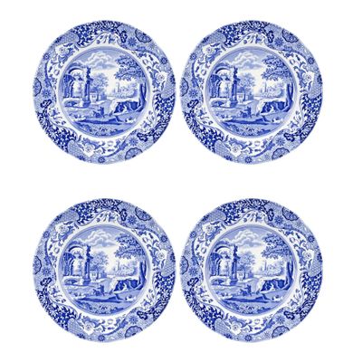 Spode Blue Italian Luncheon Plates | Set of 4 | 9-Inch | Made of Earthenware | Dinner, Salad, and Appetizer Plate | Serving Plate | Dishwasher Safe | Made in England