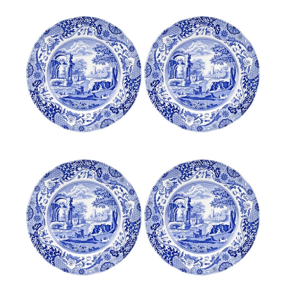 Spode Blue Italian Luncheon Plates | Set of 4 | 9-Inch | Made of Earthenware | Dinner, Salad, and Appetizer Plate | Serving Plate | Dishwasher Safe | Made in England