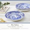 Spode Blue Italian Pasta Bowl, Set of 4-9 Inch Shallow Earthenware Serving Bowls with Oriental Border Design - Asian Style Tableware for Salad, Pasta, Noodles, Shared Side Dishes view 3