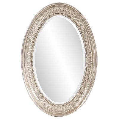 Howard Elliott Ethan Brushed Nickel Oval Decorative Wall Hanging Mirror, Vintage Oval Mirror for Wall Decor Resin Frame Vanity Mirror Perfect for Living Room, Bedroom & Home Decor, 21 x 31 Inch
