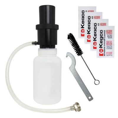 Kegco BF CK-1P04 Beer Line Cleaning Kit Bottle with 4 0.5-oz Packets of Cleaner, 1 quart, Black