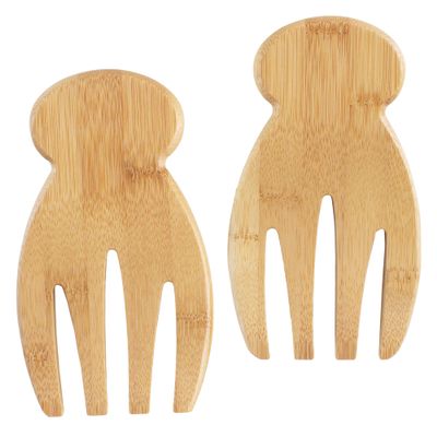 Totally Bamboo Salad Hands Bamboo Salad Serving Utensils for Serving & Tossing