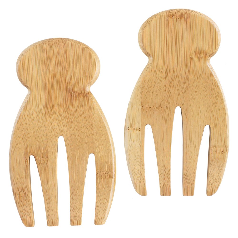 Totally Bamboo Salad Hands Bamboo Salad Serving Utensils for Serving & Tossing