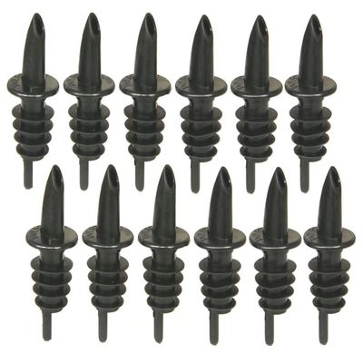 Update International Free-Flow Liquor Bottle Speed Pourers, Black, 12 count