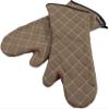 San Jamar 800FG17 BestGuard Commercial Heat Protection Up to 450 F Oven Mitts (Pair), 17 inch Length, Tan view 1