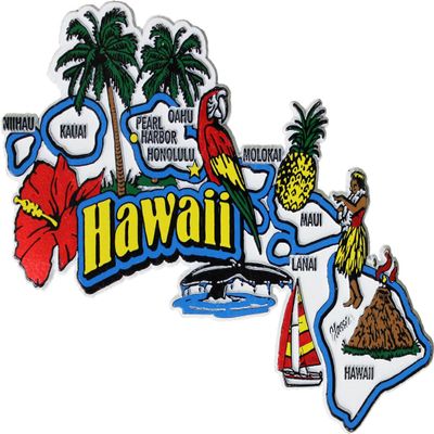 Hawaii State Outline Refrigerator Magnet, Approximate Size 4 inch x 5 inch