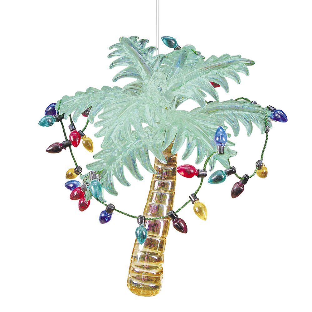 C&F Home Christmas Lights Palm Tree Glass Ornament Xmas Festive Winter Holidays Coastal Nautical Beach House Faux Artificial Real Pine Home Living Room Sitting Room Timeless Premium Luxury Decor