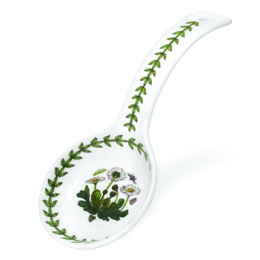 Portmeirion Botanic Garden 8.75" Spoon Rest, Daisy Floral Motif - Dishwasher, Microwave Safe, Chip-Resistant Porcelain - Ideal for Kitchen Counter or Stove Top, Kitchen & Cooking Essential