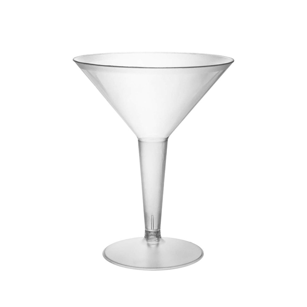 Party Essentials SS-TRU-1473 Hard Plastic Two Piece 8-Ounce Martini Glasses, Clear, 10 Count