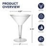 Party Essentials SS-TRU-1473 Hard Plastic Two Piece 8-Ounce Martini Glasses, Clear, 10 Count view 2