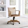 OSP Home Furnishings Deluxe Wood Banker's Desk Chair with Padded Seat, Adjustable Height and Locking Tilt, Fruitwood Finish and Brown Vinyl view 2