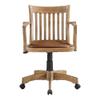 OSP Home Furnishings Deluxe Wood Banker's Desk Chair with Padded Seat, Adjustable Height and Locking Tilt, Fruitwood Finish and Brown Vinyl view 4