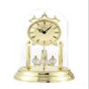 Bulova Tristan I Desk and Table Clock | Model B8818 | Polished Brass Finish | Polished Metal Base | Floating Dial | Roman Numerals | Elegant Pendulum Design view 1