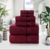COTTON CRAFT Ultra Soft 6 Piece Towel Set - 2 Large Bath Towels, 2 Hand Towels, 2 Washcloths - Absorbent 580 GSM Quick Dry Everyday Luxury Hotel Bathroom Spa Gym Shower Pool - 100% Cotton - Burgundy view 3