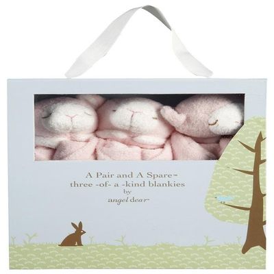 Angel Dear - Pink Lamb, Pair And A Spare Blankie Set, Pack Of 3