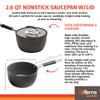 DaTerra Cucina - 2.6 Qt Nonstick Ceramic Saucepan with Lid  Induction Compatible Cooking Pot, Nonstick Ceramic Sauce Pan for Soup, Pasta, Milk, and More, Medium Size for Kitchen, Oven Safe view 2
