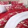 Brandream King Size Duvet Cover Set Japanese Oriental Style Cherry Floral Red Blossom Flower Branches Print Chinoiserie Bedding Pillowcases Set 800TC Egyptian Cotton Sateen Botanical Tree 3 Piece view 1