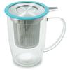 FORLIFE NewLeaf Glass Tea 16-Ounce Mug with Infuser and Lid, Turquoise view 1
