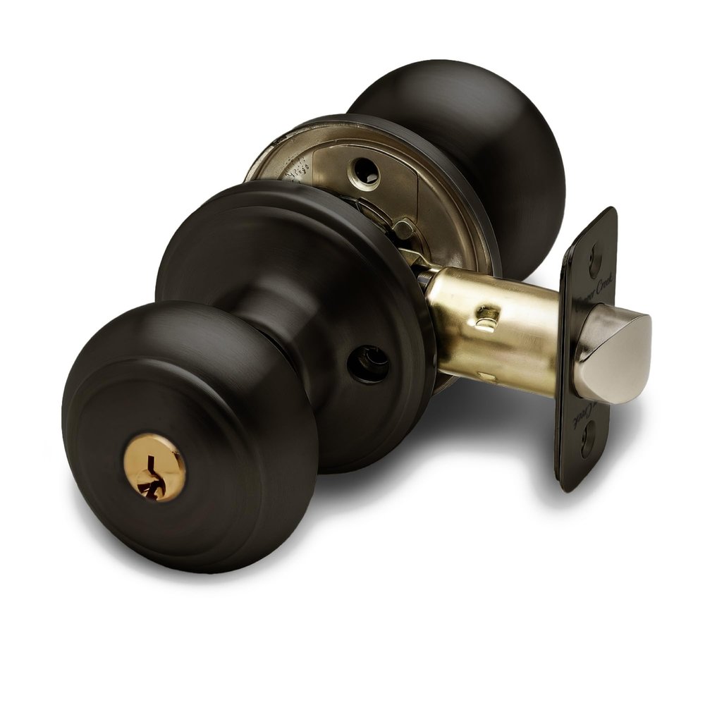 Copper Creek Colonial Entry Door Knob Keyed Entry Handle with Lock and Key, ANSI Grade-3 Certified, DIY-Friendly Install for Interior and Exterior Entrance Doors Tuscan Bronze (1 Pack)